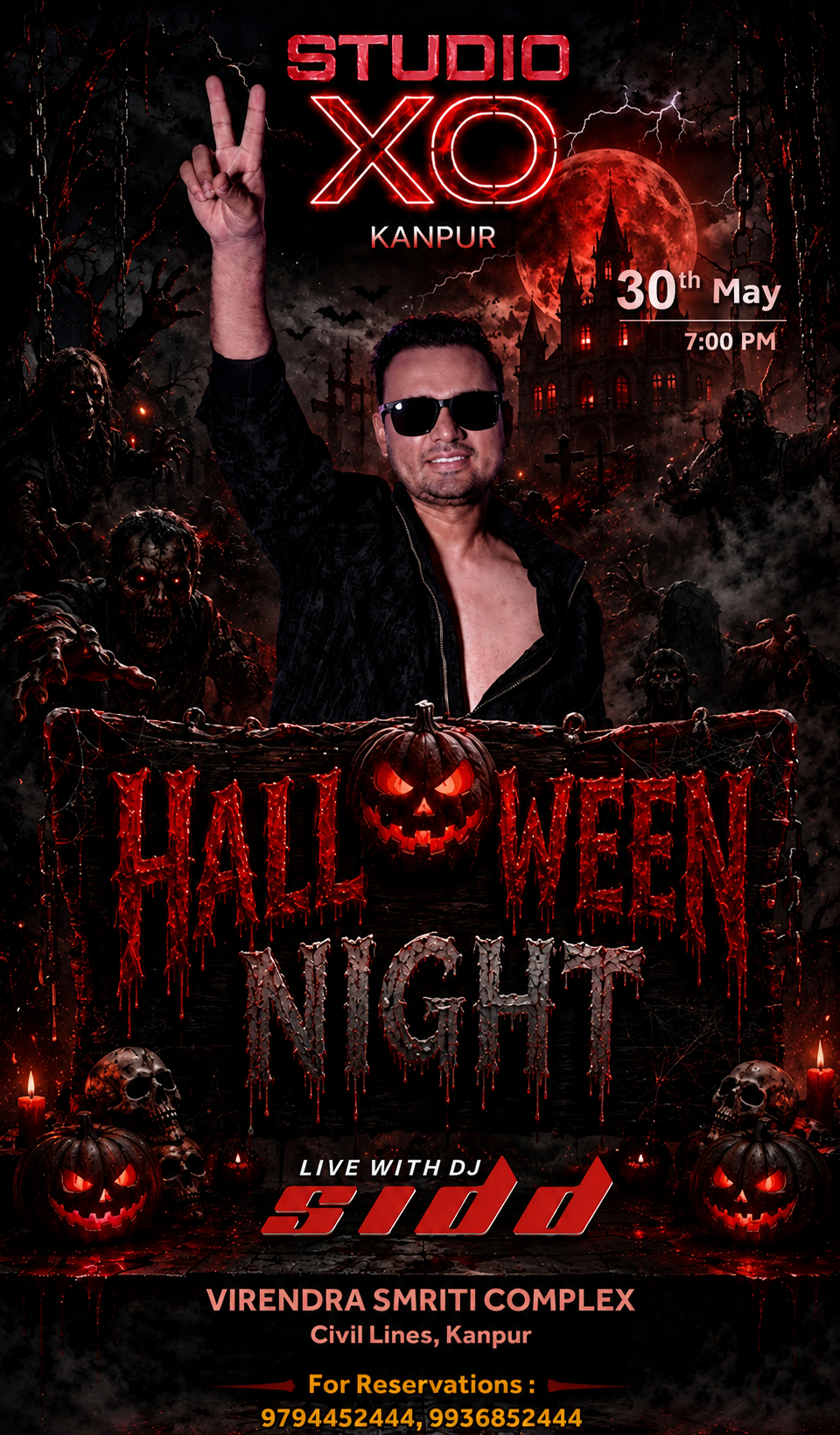 Studio XO Kanpur Halloween Night flyer, live with DJ Sidd